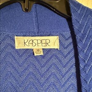 Kasper Cobalt Chevron Open-Front Long Cardigan Size M